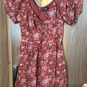 Red Floral Mini Dress